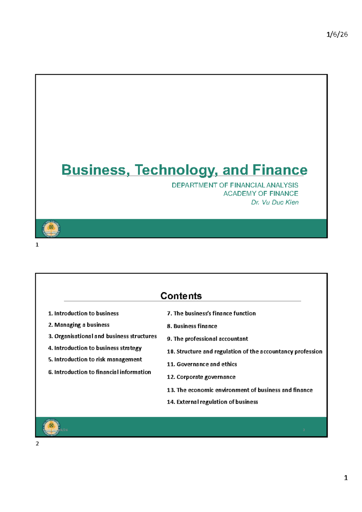 BTF 101: Introduction to Business and Finance Concepts - Studocu
