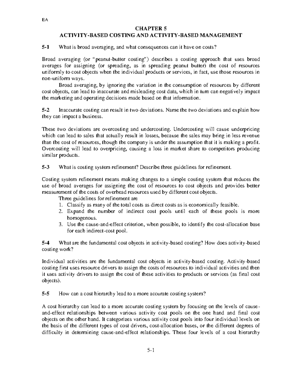 Chapter 5: Activity-Based Costing and Management Insights (ABC 101 ...