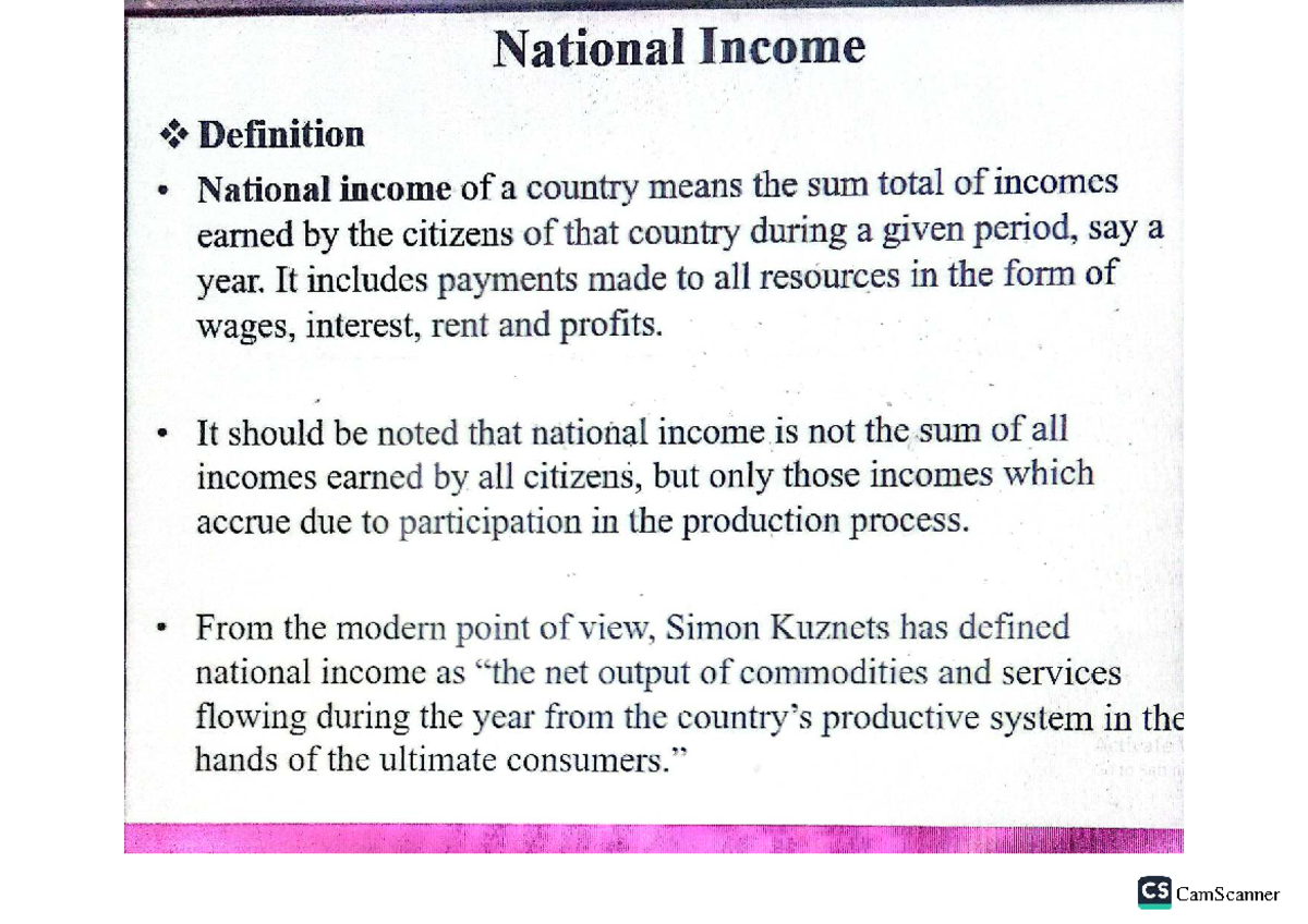 National Income and Its Measurement Methods: GDP, GNP, NNP CS - Studocu