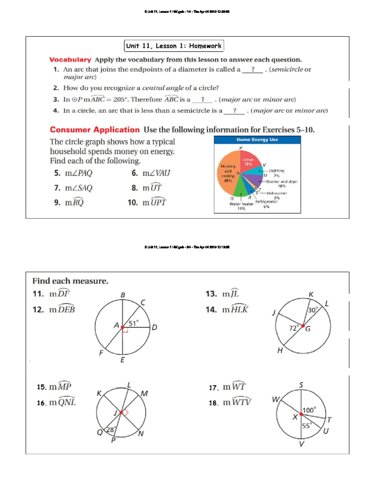 Unit 11, Lesson 1: Printable Homework Vocabulary Guide - Studocu