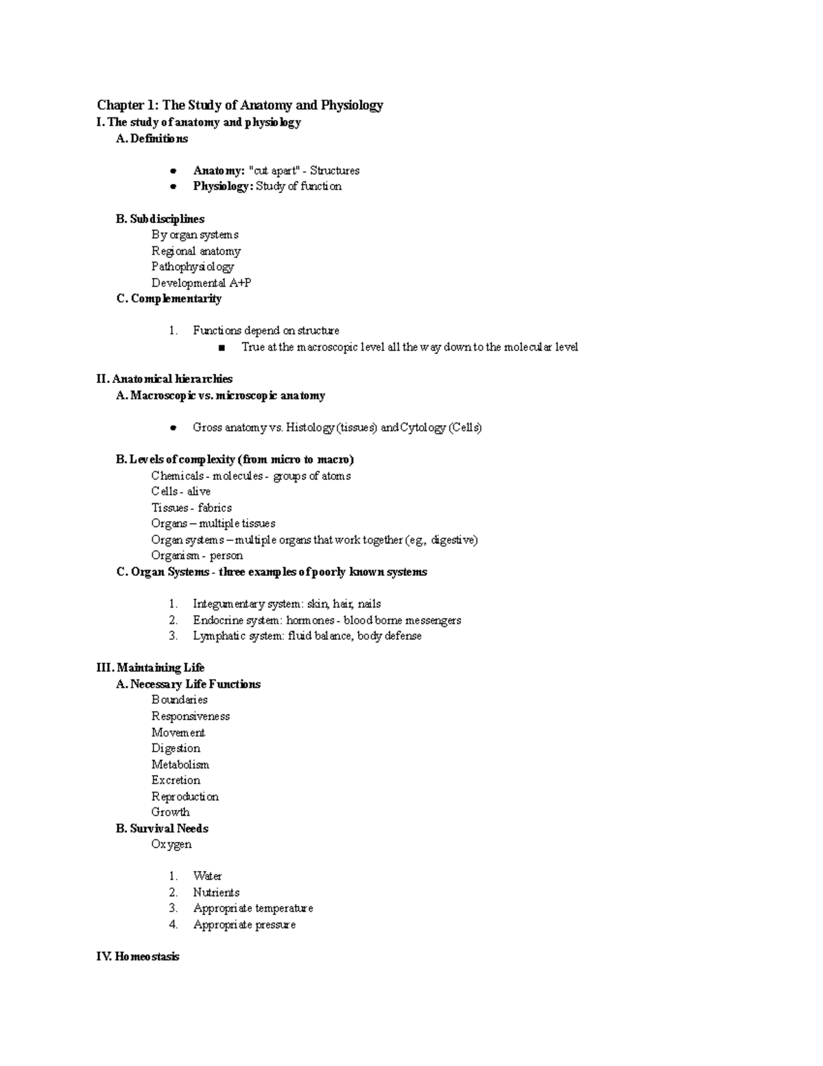 Chapter 1: Understanding Anatomy and Physiology I - Key Concepts - Studocu