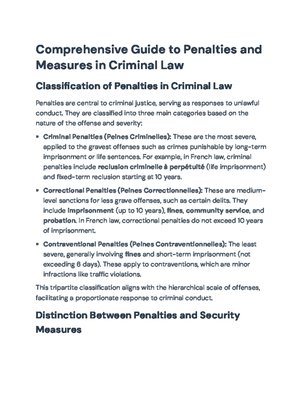 Comprehensive Overview of Penalties & Measures in Criminal Law - Studocu