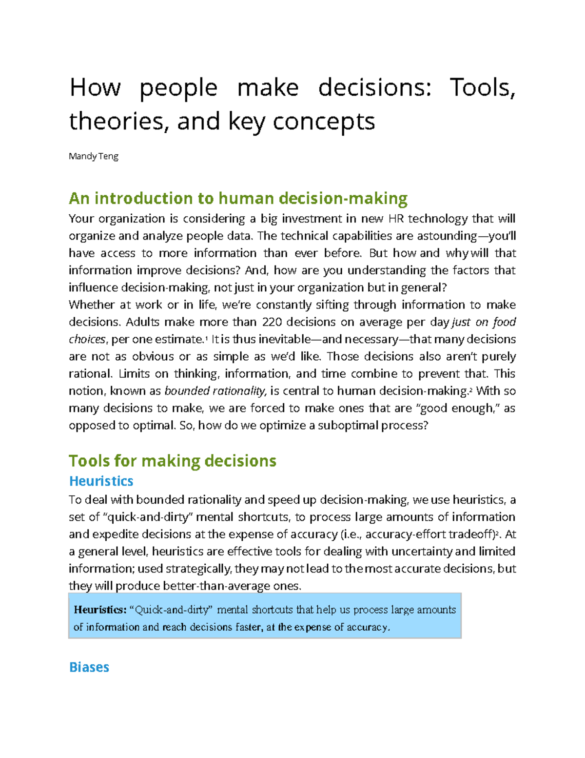 Decision-Making Insights: Heuristics, Biases, and Mental Models in HR ...