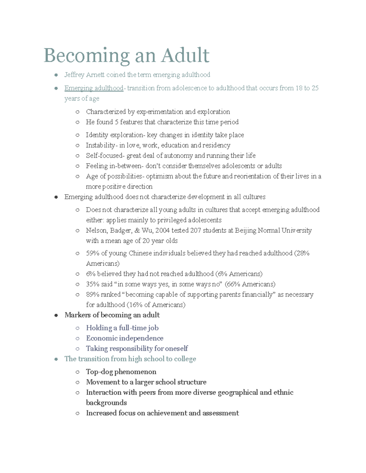 Chapter 11 - Physical & Cognitive Development in Early Adulthood - Studocu