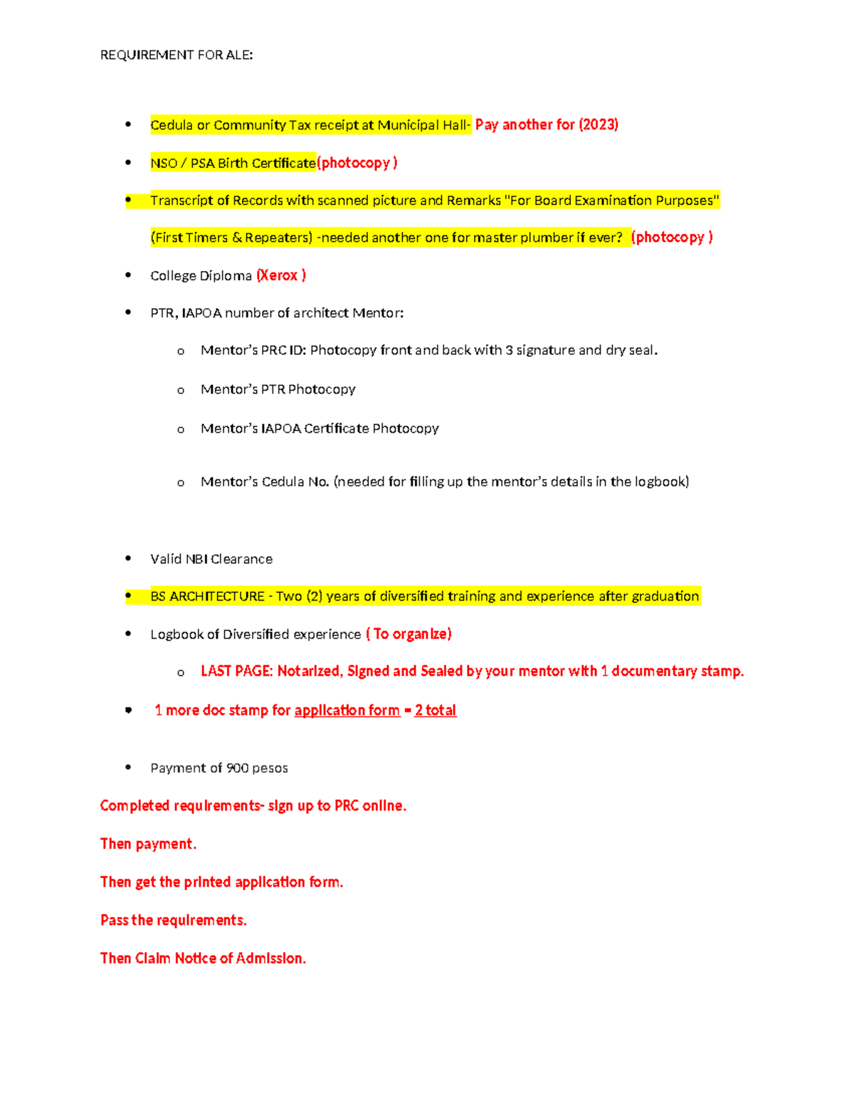 ALE Requirements for BS Architecture: Application & Exam Essentials ...