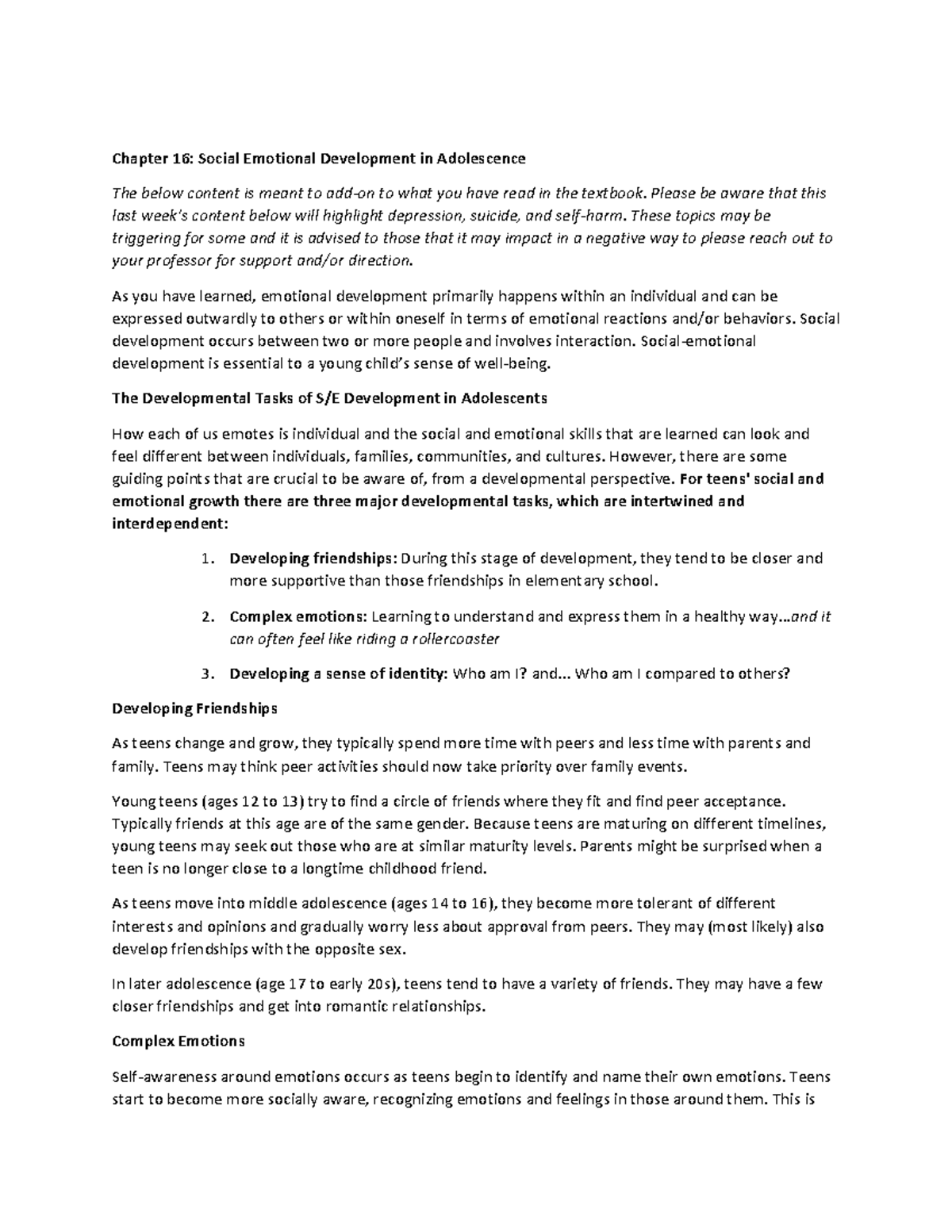 Chapter 16 - Social Emotional Development & Challenges in Adolescence ...