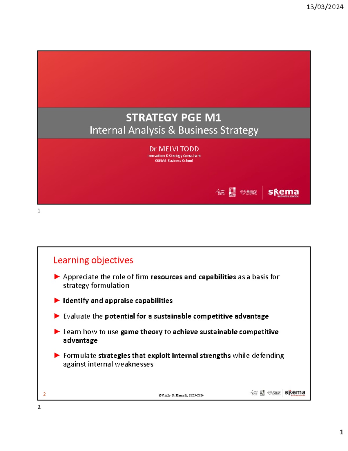 PGE M Internal Analysis & Business Strategy Class Slides Session 5 - Studocu