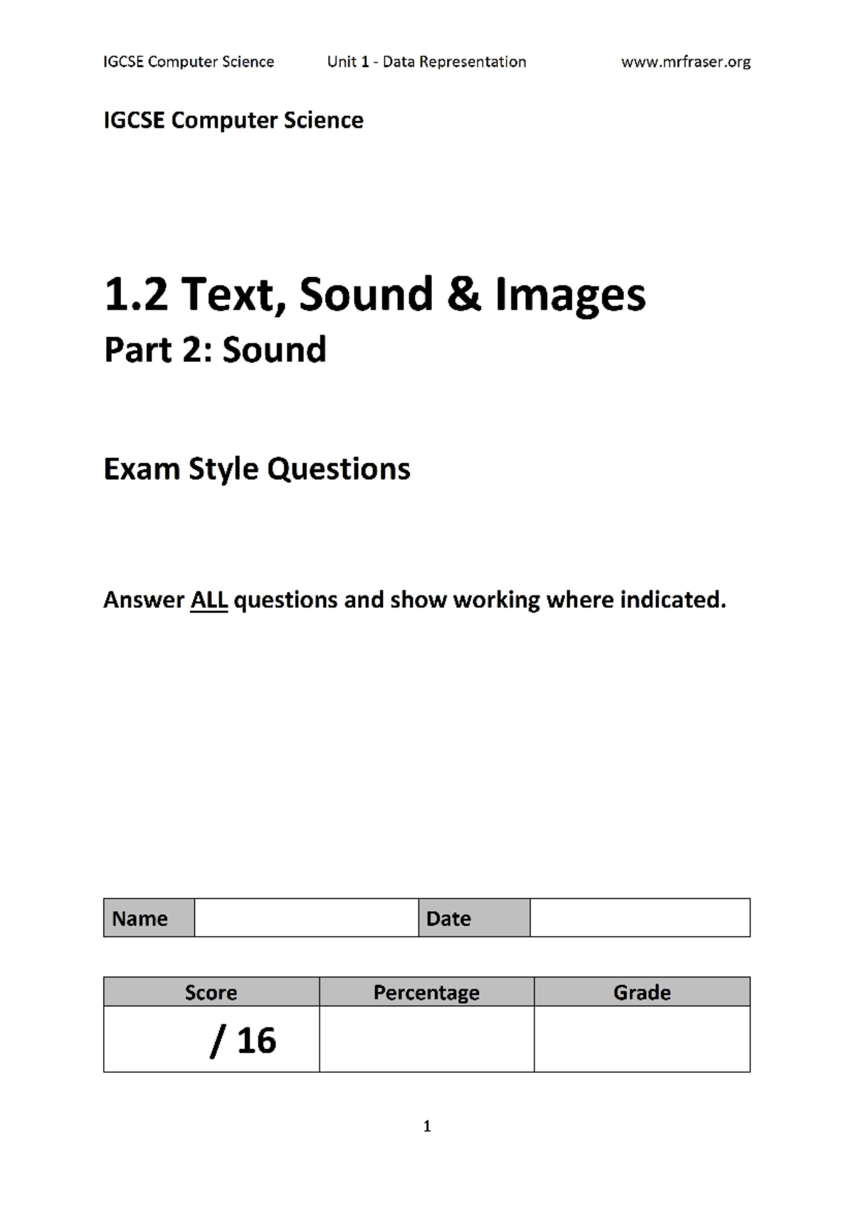Sound Sample Questions for Exam Preparation - Studocu