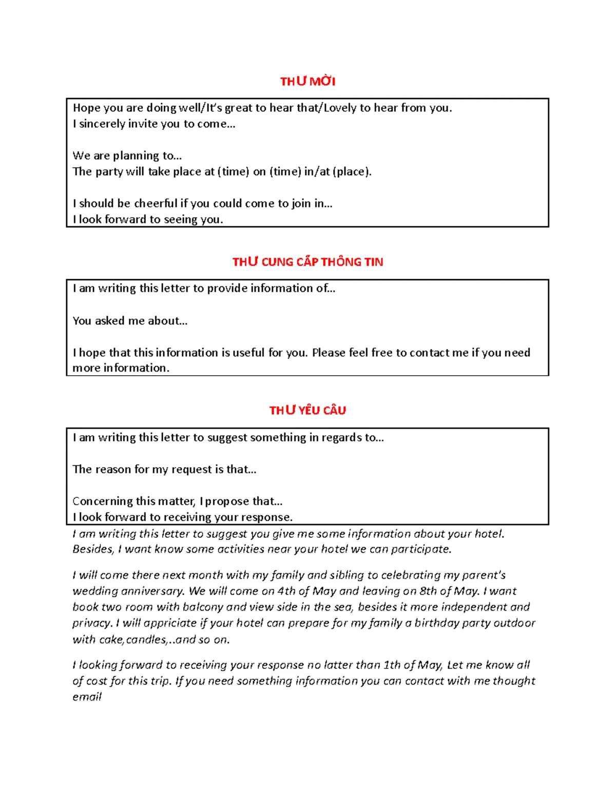 Eng Com B1 - Writing Sample Letters for Various Situations - Studocu