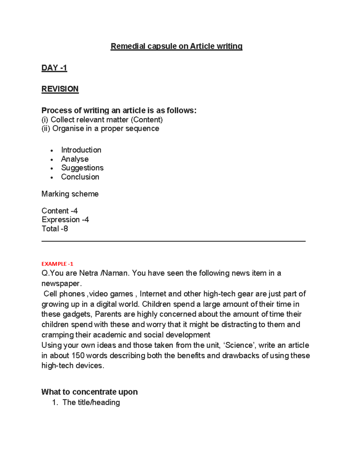 Remedial Notes on Article Writing: Structure & Tips - Studocu