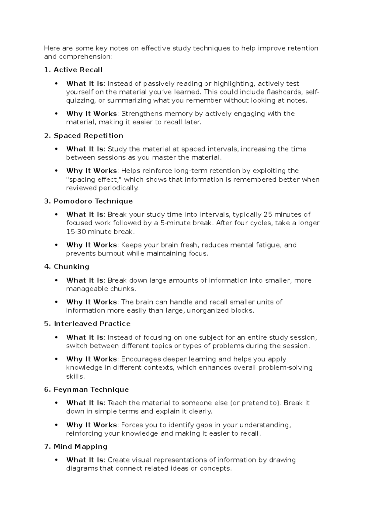 Sferg - about - Here are some key notes on effective study techniques ...