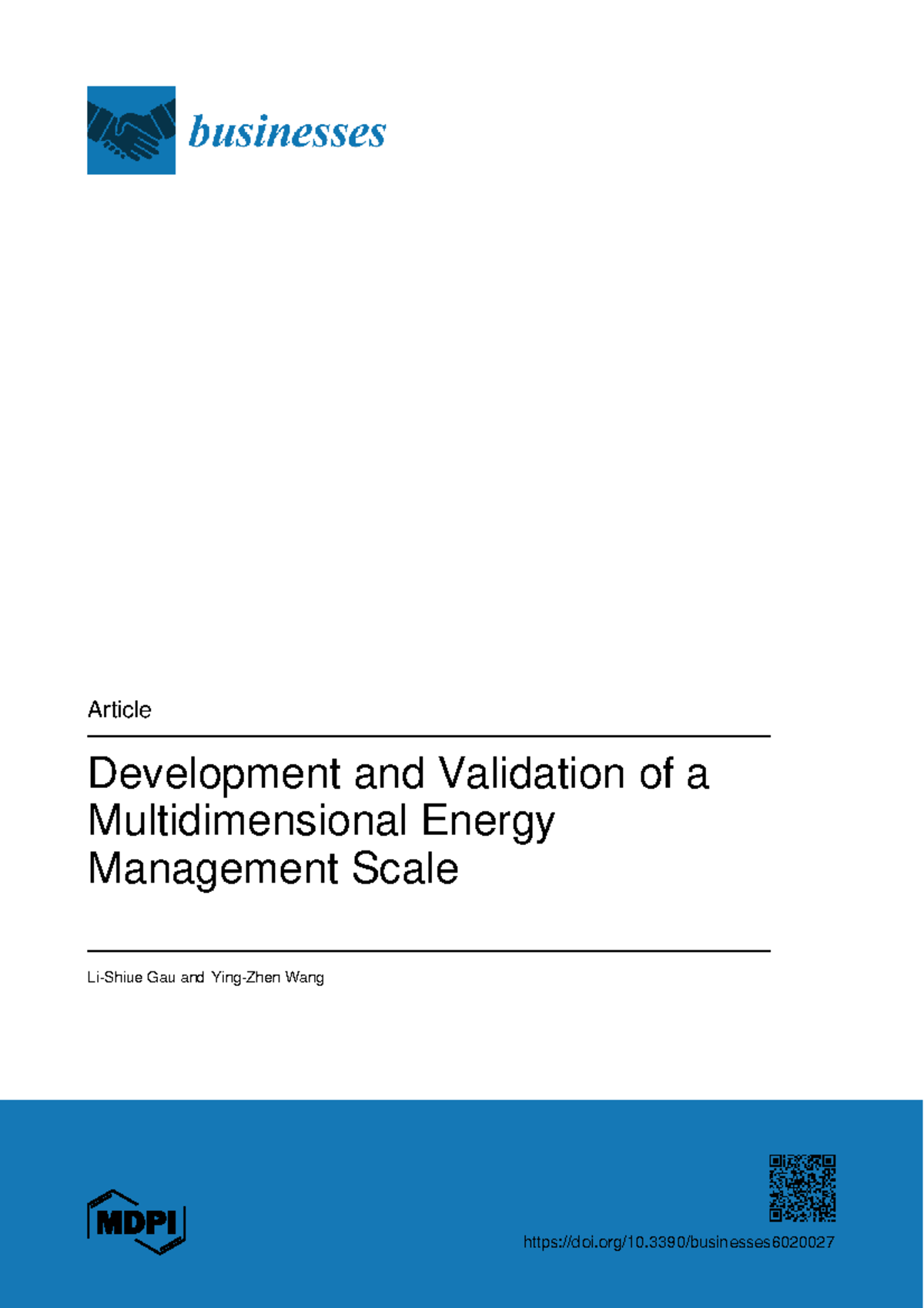 Development and Validation of a Multidimensional Energy Management ...