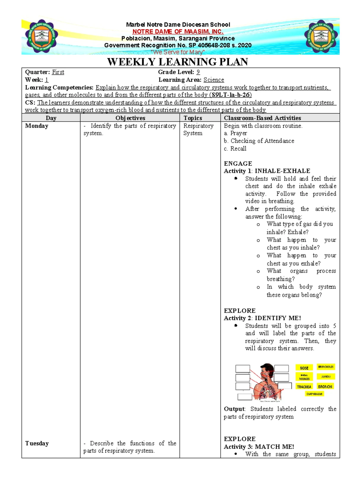 Learning Activity Sheet: Science Grade 7 Q1 W1 - Use of Models ...