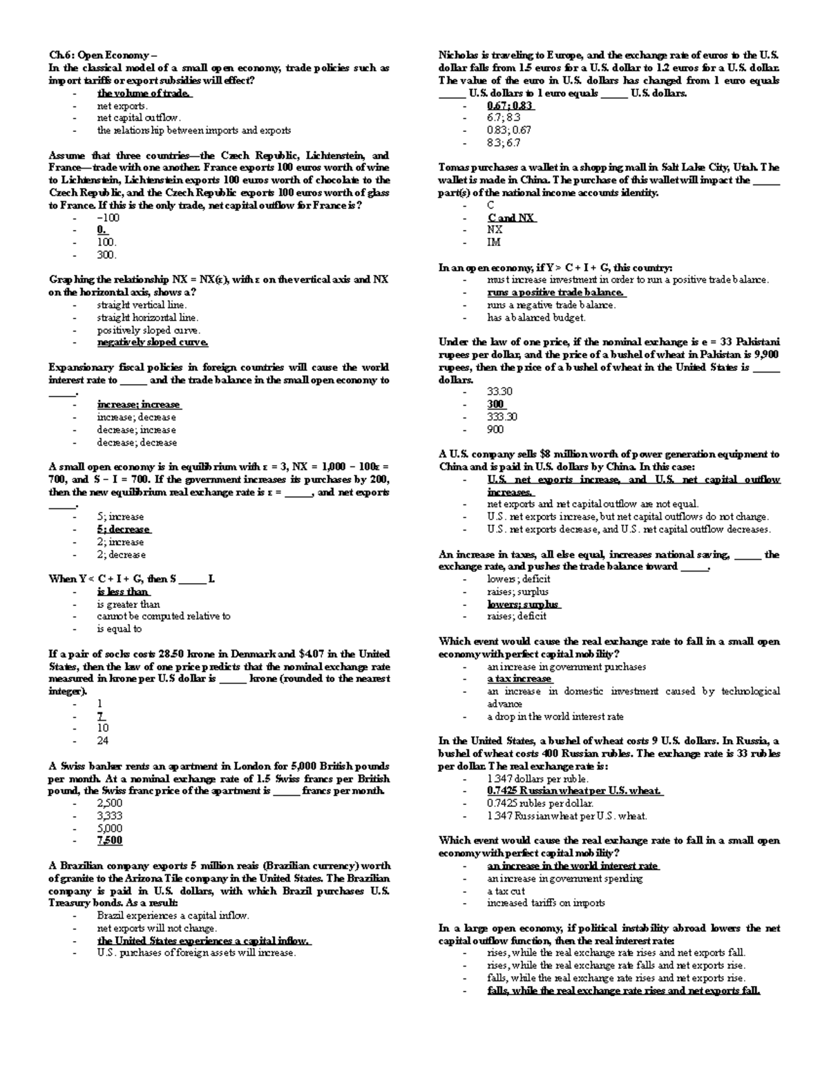 ECON 309 Final Exam Study Guide: Key Concepts & Questions - Studocu
