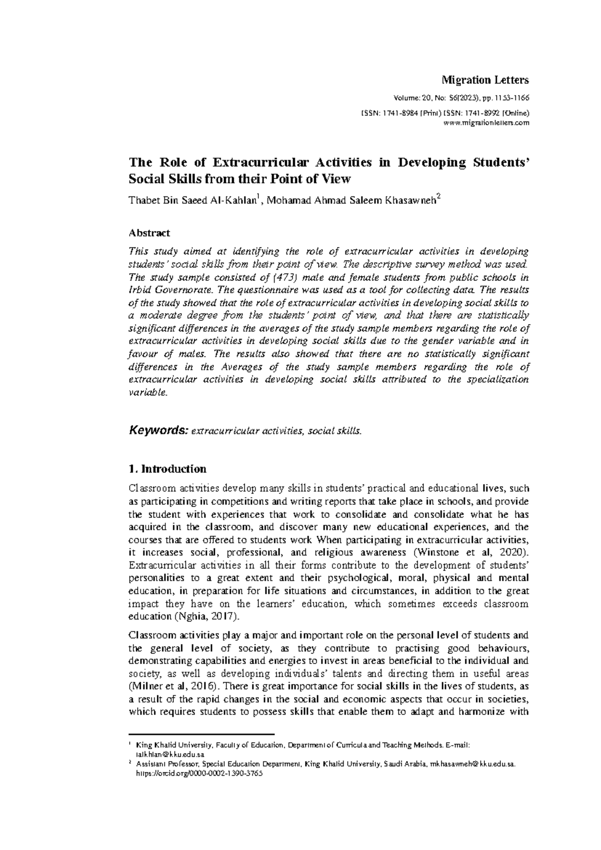 5011-Extracurricular Activities and Their Impact on Social Skills - Studocu