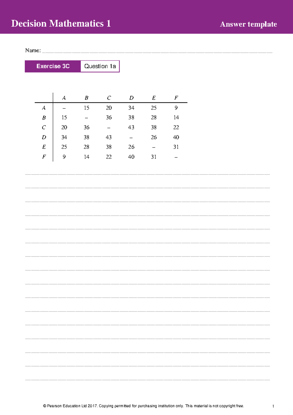 Edexcel D1 Final Exam Exercise 3C Answer Template and Solutions - Studocu