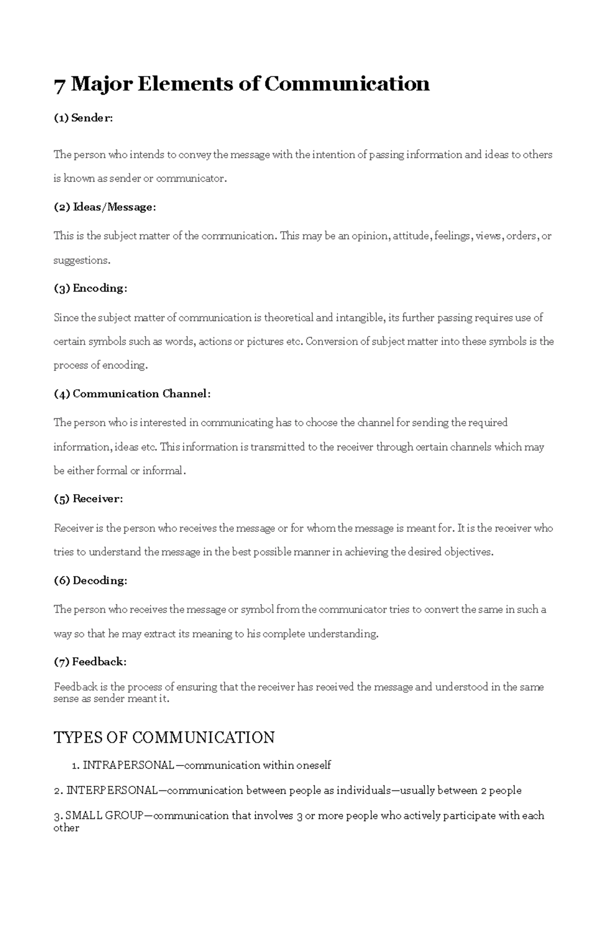 Elements of Communication: Key Components & Types Explained - Studocu