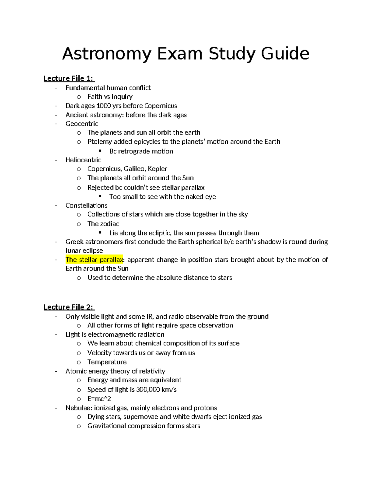 ASTR 101: Comprehensive Exam Study Guide for Astronomy Concepts - Studocu