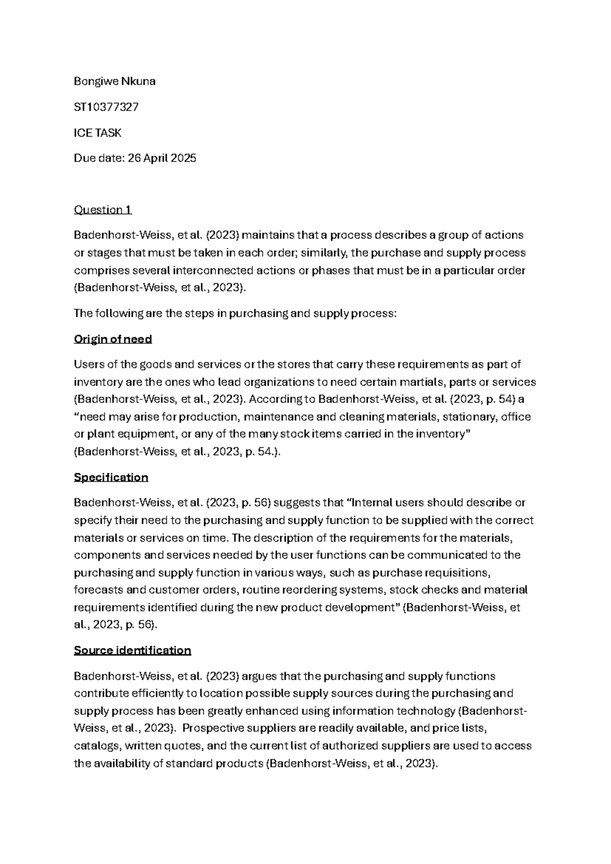 ICE TASK 3: Purchasing and Supply Process Analysis for Deluxe Furniture ...