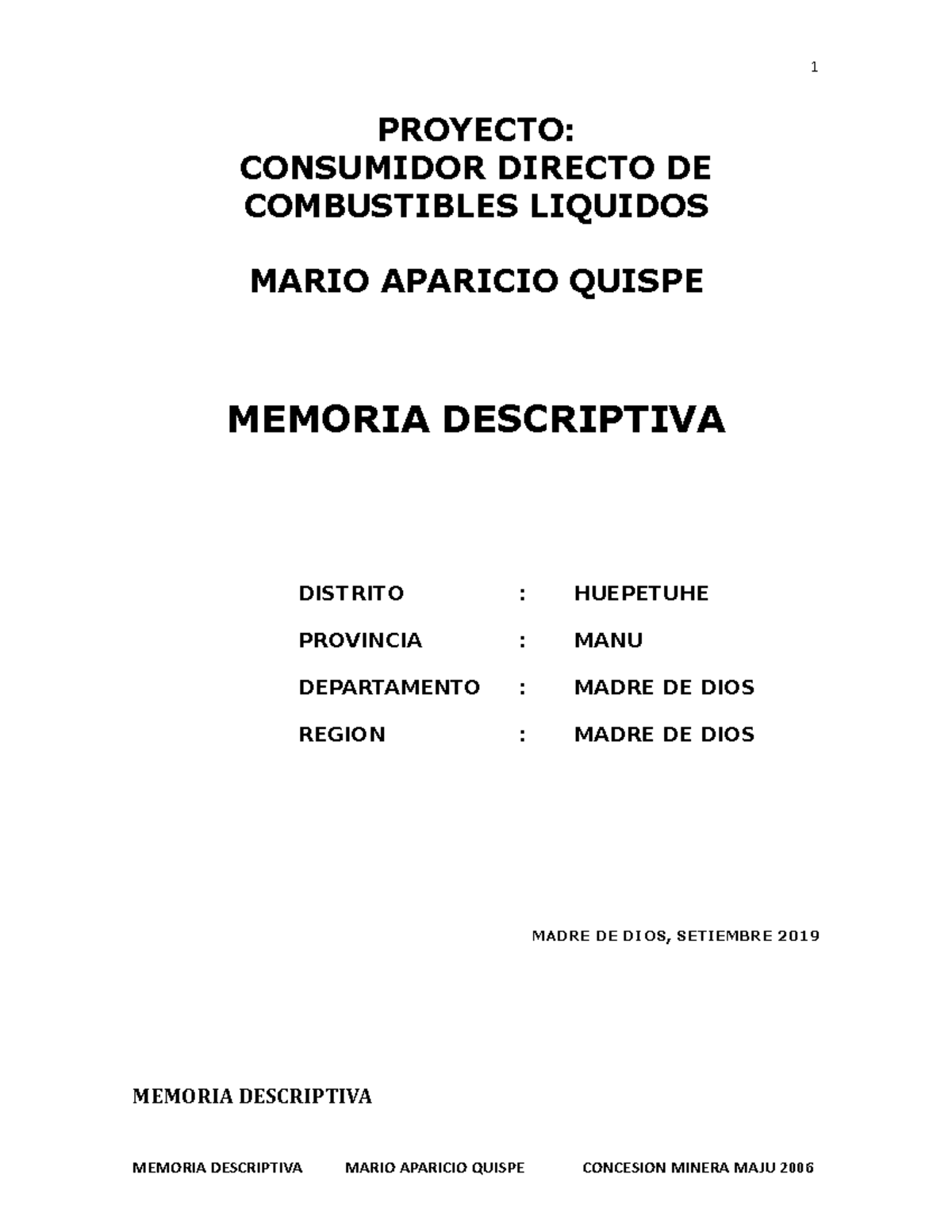 Memoria Descriptiva del Proyecto de Combustibles Líquidos - ITF - Document Preview