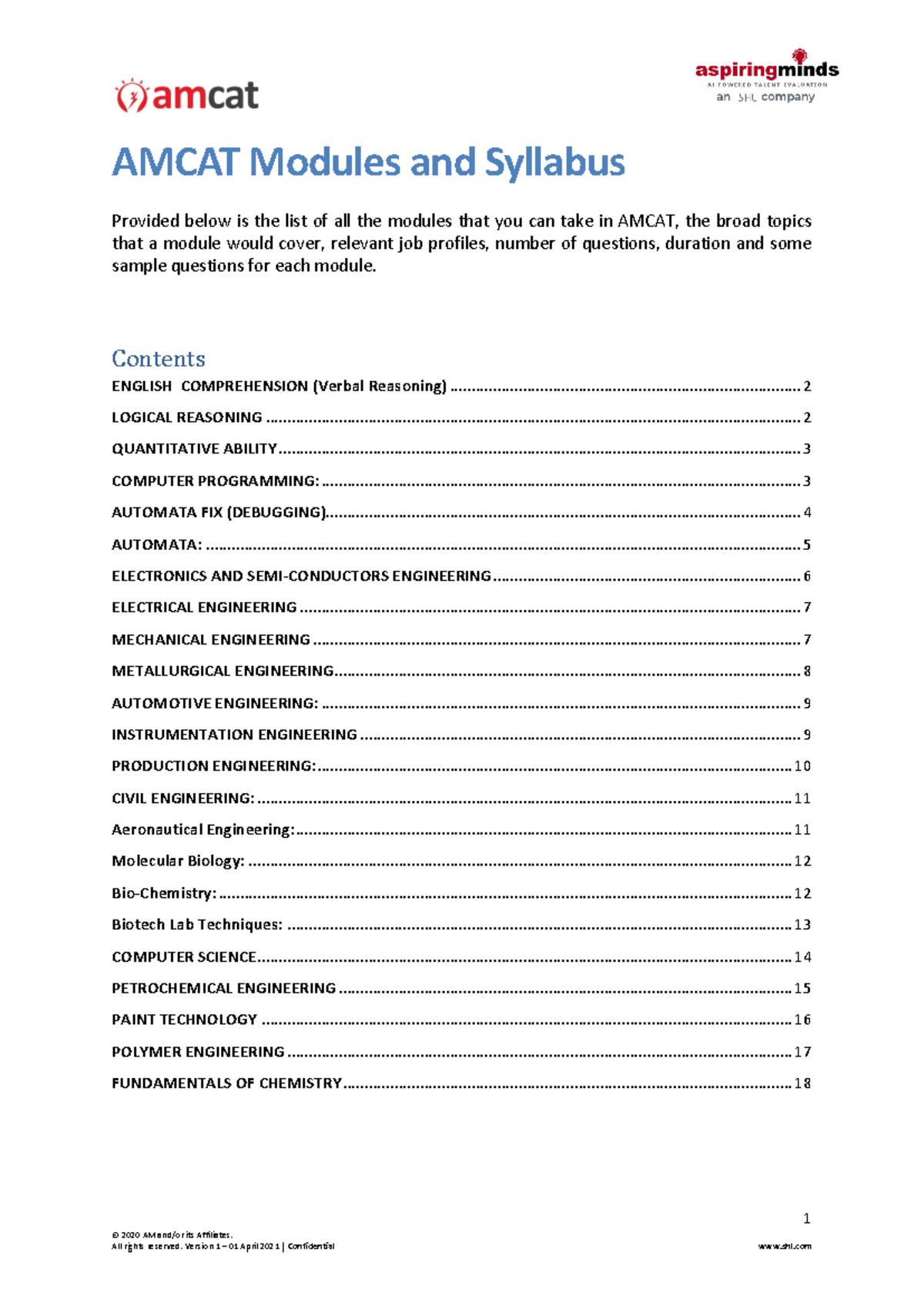 AMCAT Modules & Syllabus Overview for Job Profiles - Studocu