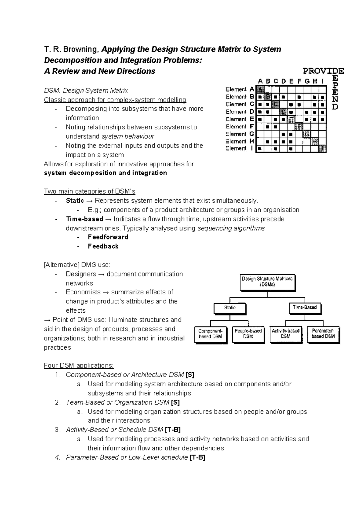Literature Summary: Applying DSM for Effective System Decomposition ...