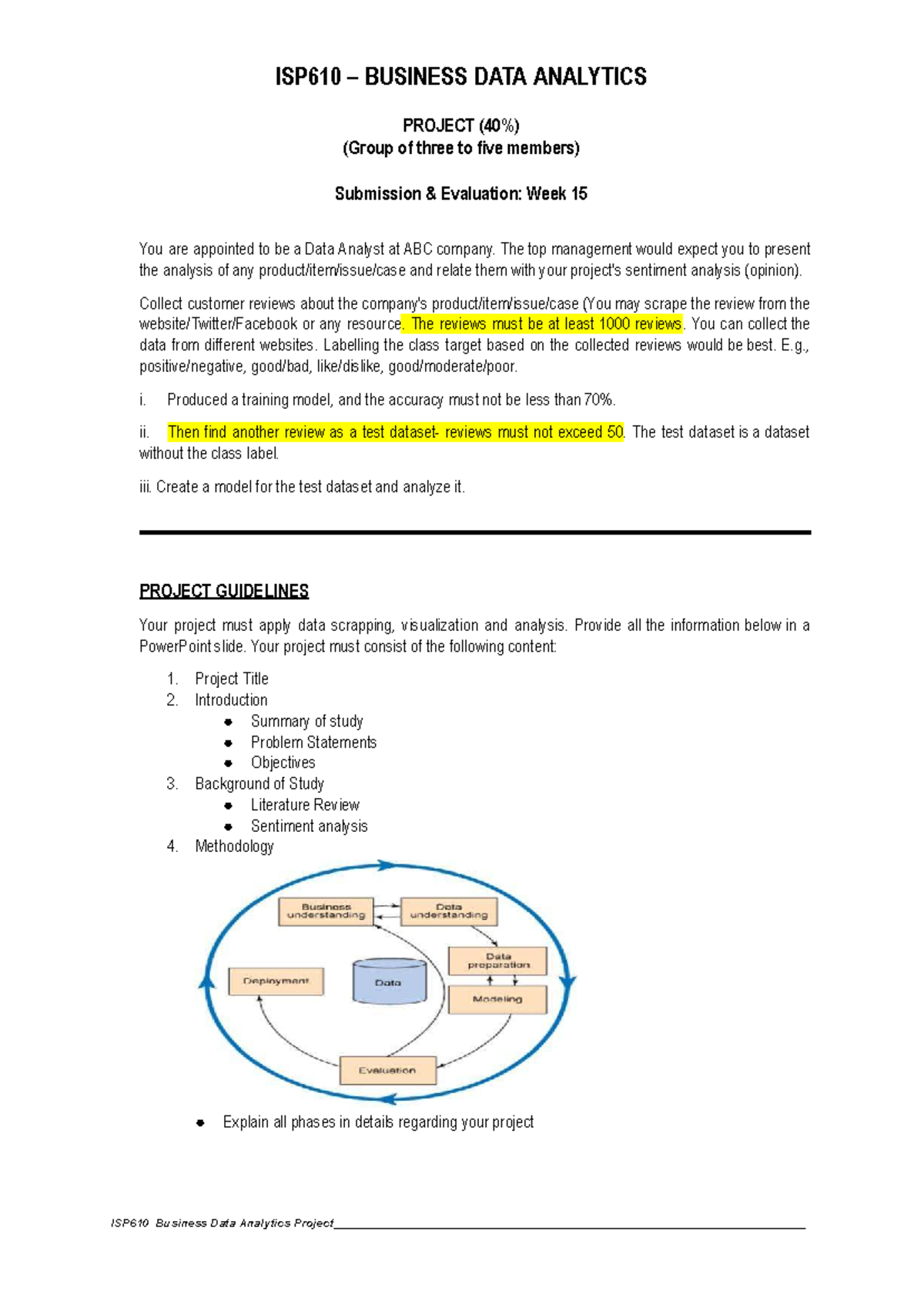 ISP610 Business Data Analytics Project Presentation Guidelines - Studocu