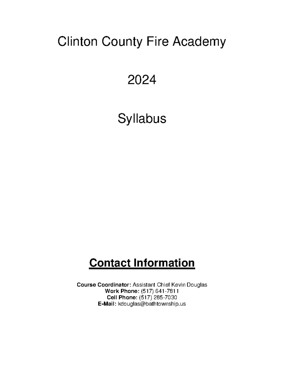 2024 Syllabus for Firefighter I & II – Clinton County Fire Academy ...