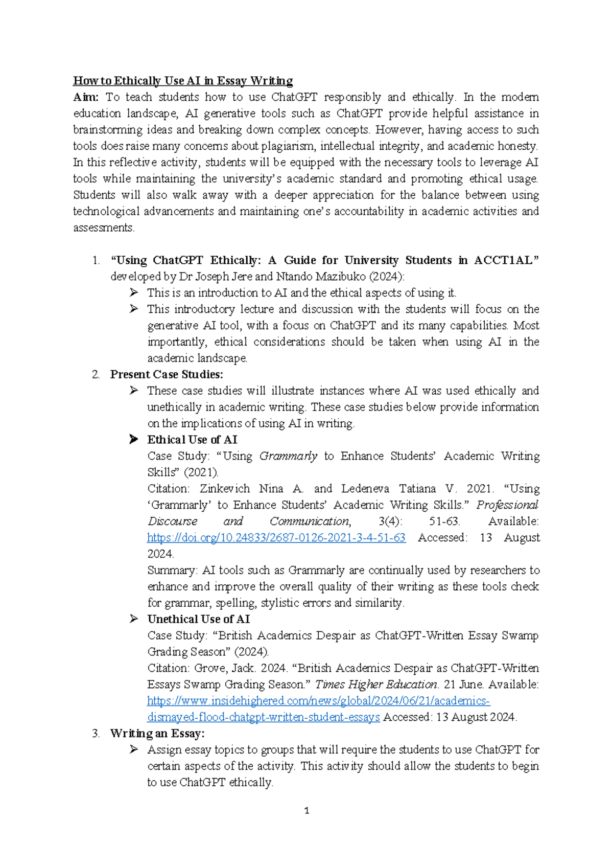 Activity - Ethical Utilization of ChatGPT in Academic Writing ACCT1AL ...