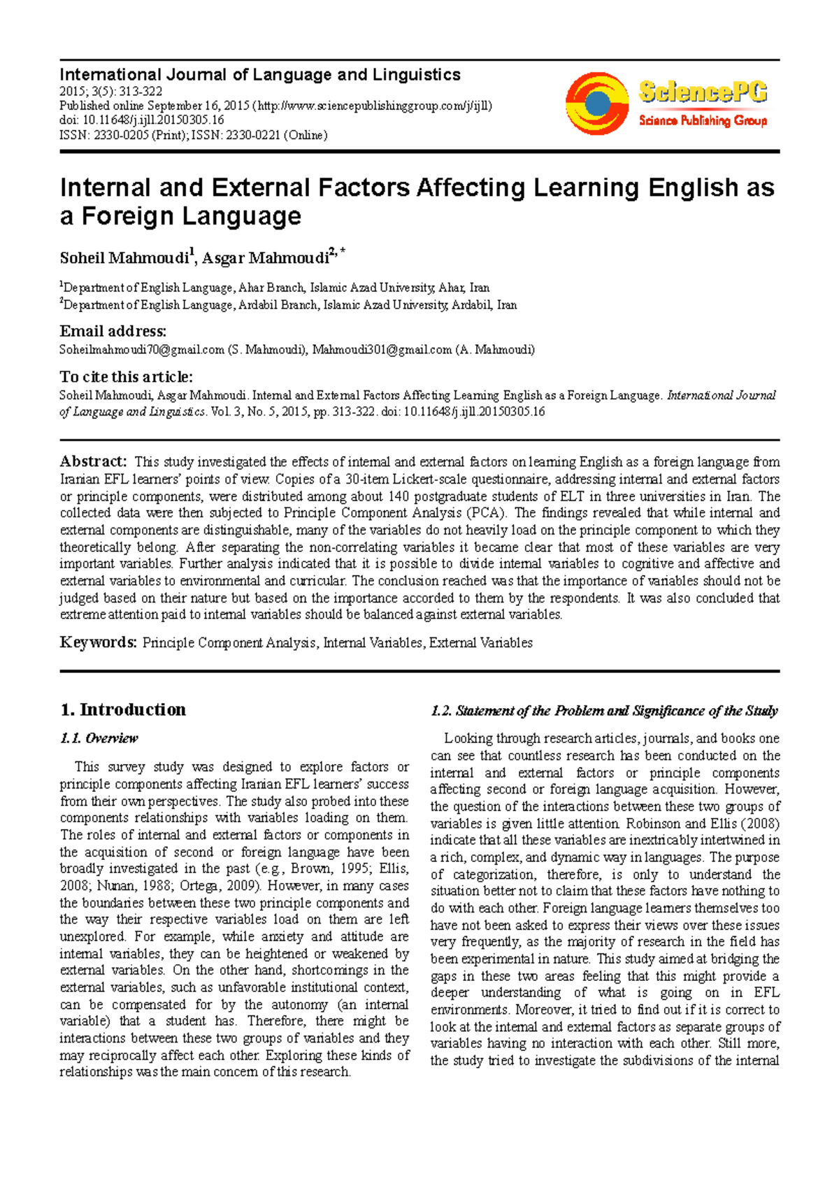 Internal and External Factors Influencing EFL Learning: A Study - Studocu