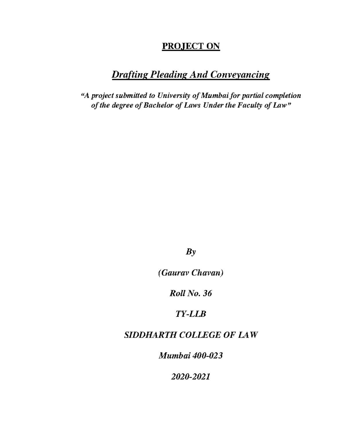 DPC - LLB 3 Year Project: Drafting Pleadings & Conveyancing Guide - Studocu