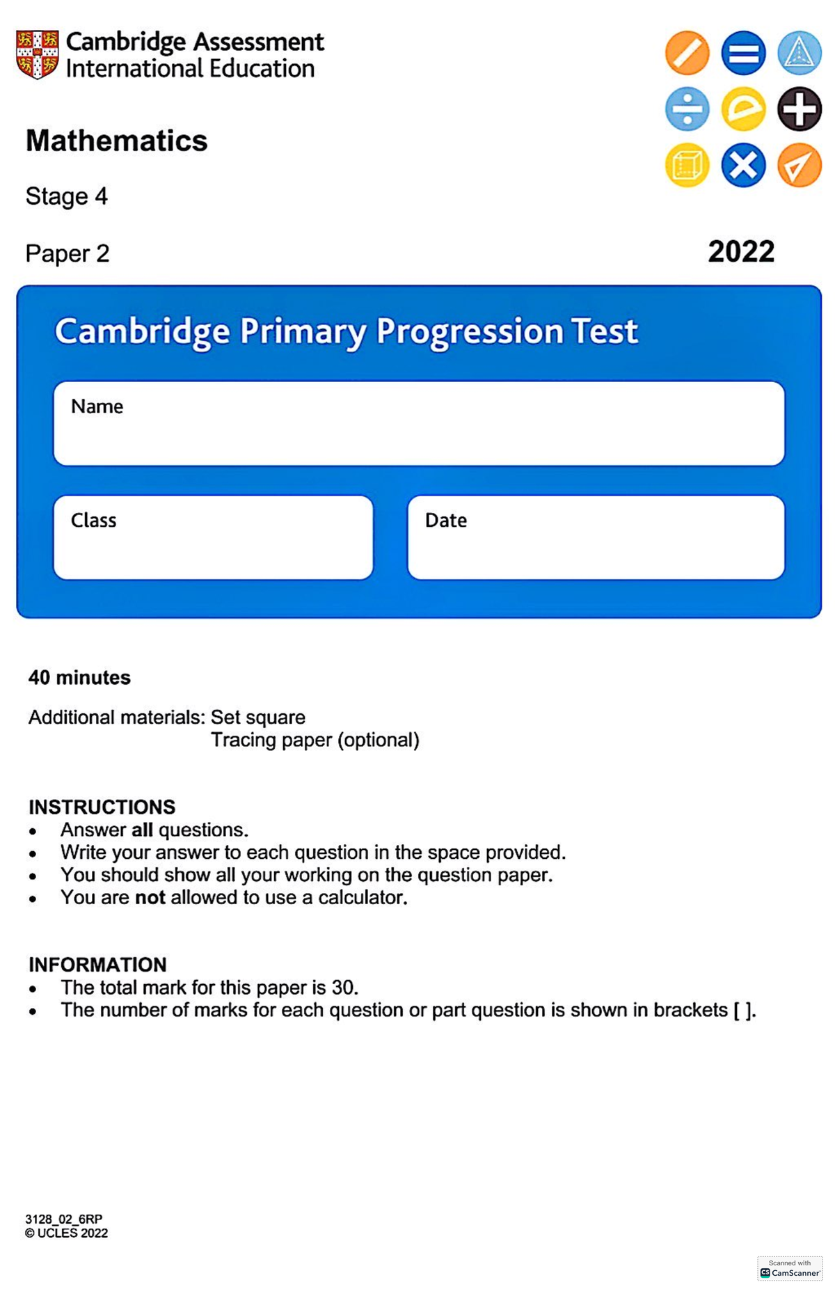 2022 S4 Math P2 - Cambridge Stage 4 Mathematics Paper 2 Exam - Studocu