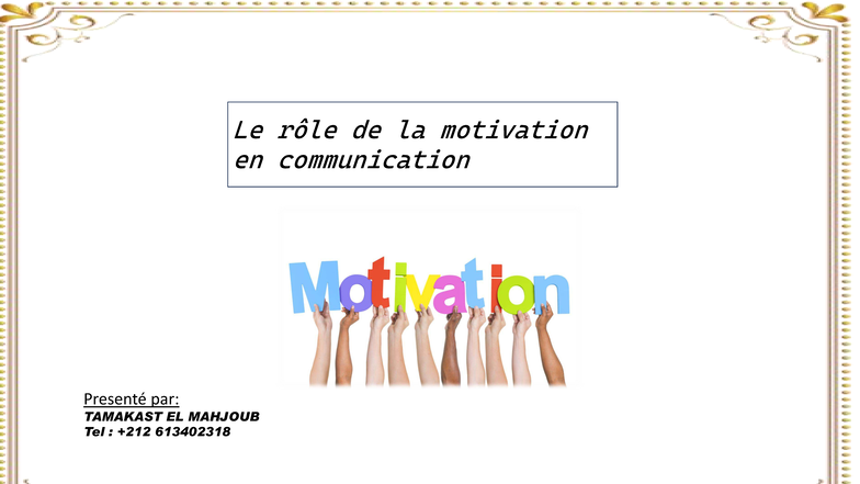 Le rôle de la motivation en communication - Cours de Communication ...
