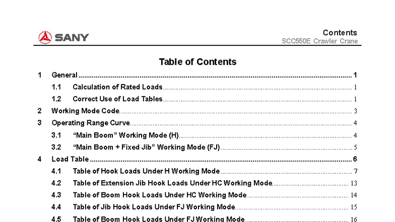 SCC550E Crawler Crane Operation Manual: Load Charts & Tables - Studocu