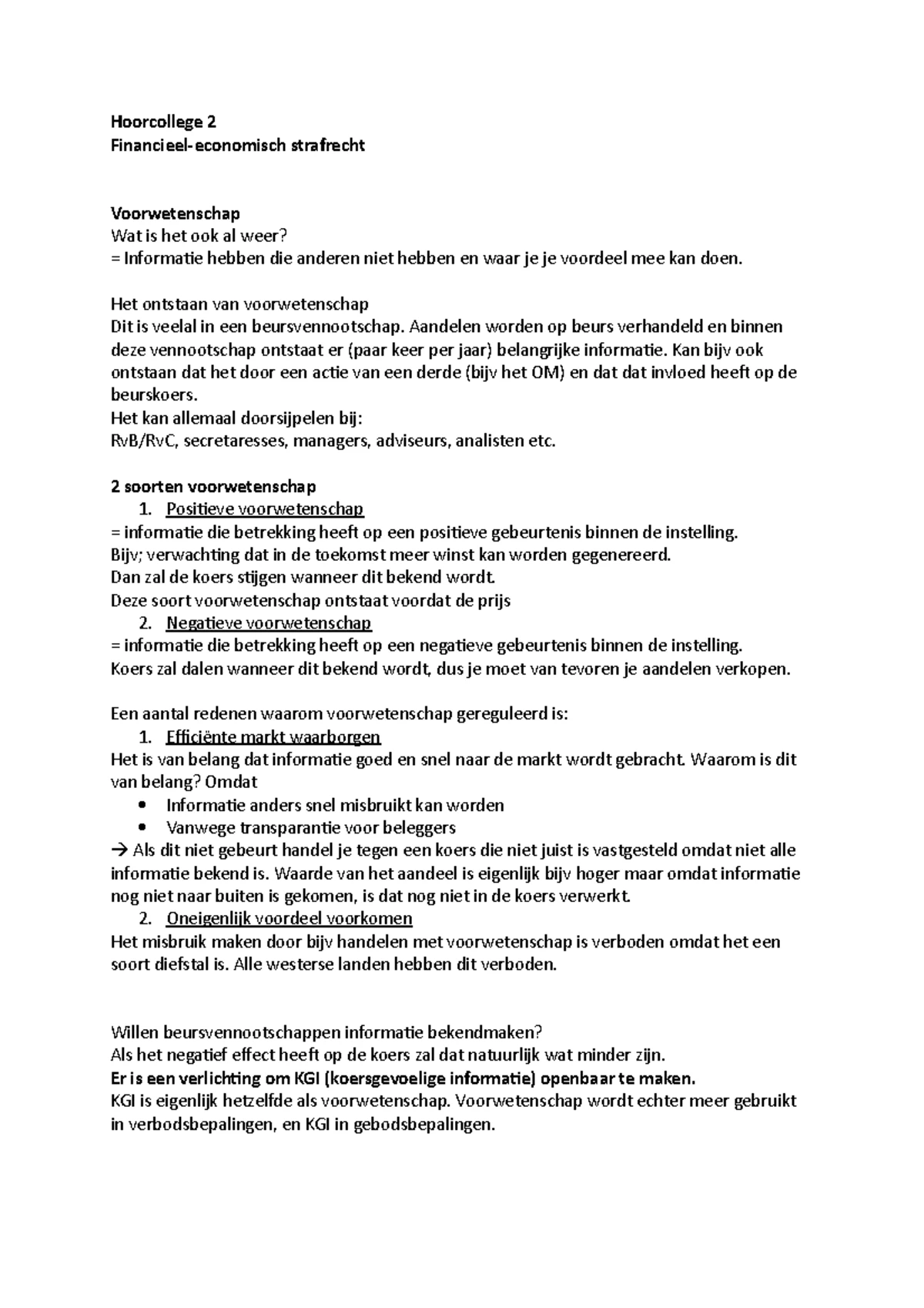 Fin.-eco. strafrecht Hoorcolleges Samenvatting Week 1 & 2 2021 - Studeersnel