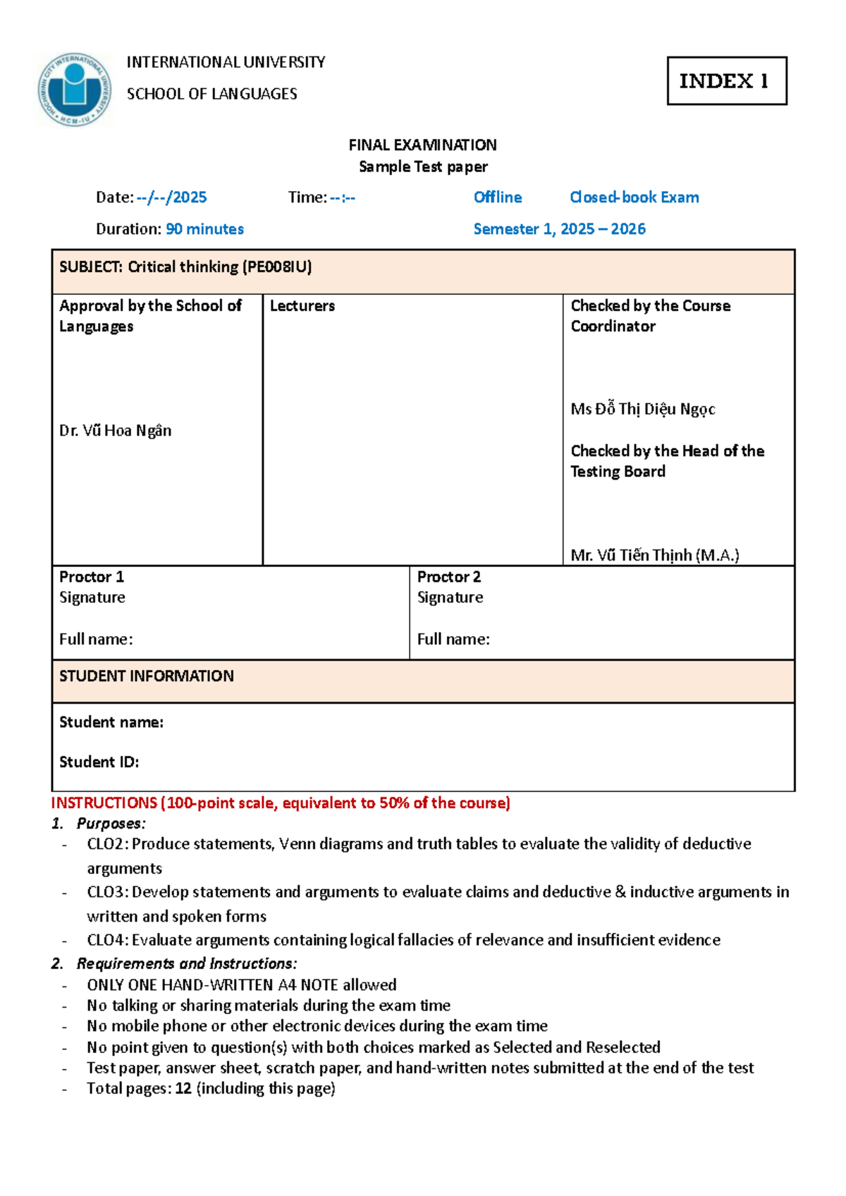 CT008IU Critical Thinking Final Exam Sample Test - May 2026 - Studocu