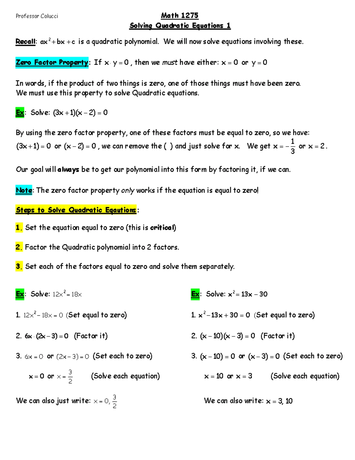 MA1275-Lesson 22 (2x2 Systems) - Professor Colucci Math 1275 2x2 Linear ...