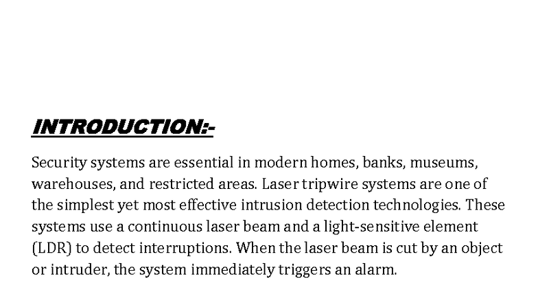 ECE Model Work: Laser Security Alarm Project Design and Implementation ...