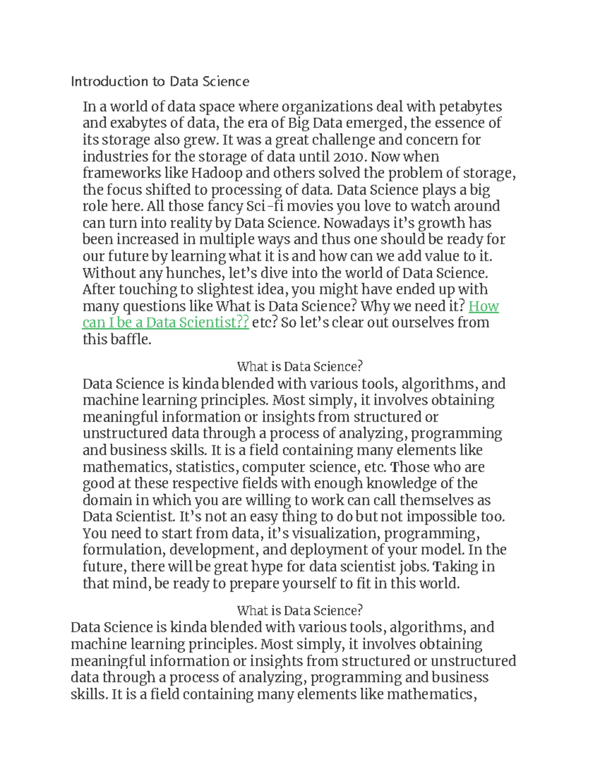 Introduction of Data science - Introduction to Data Science In a world ...