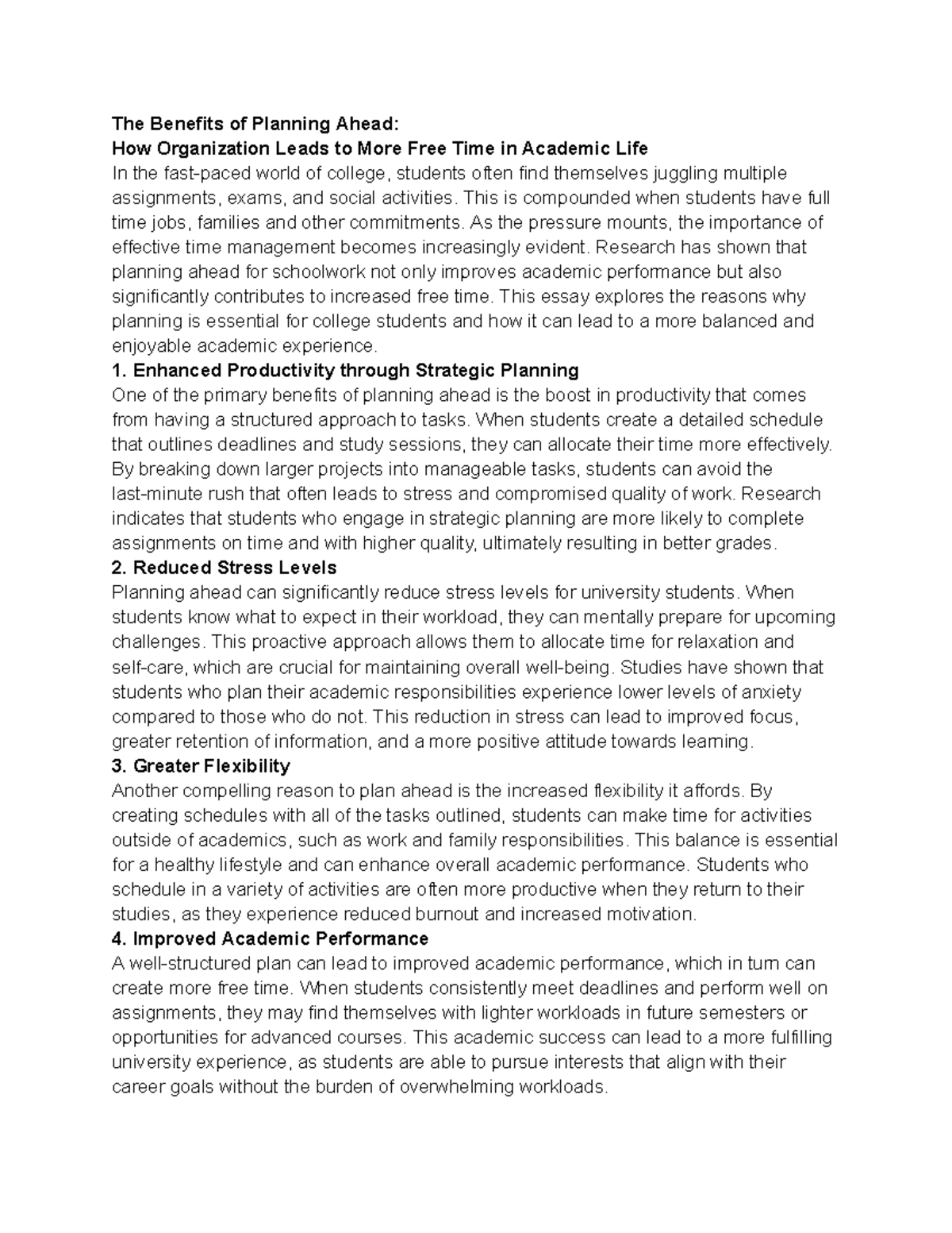 Effective Time Management Strategies for Academic Success - Studocu