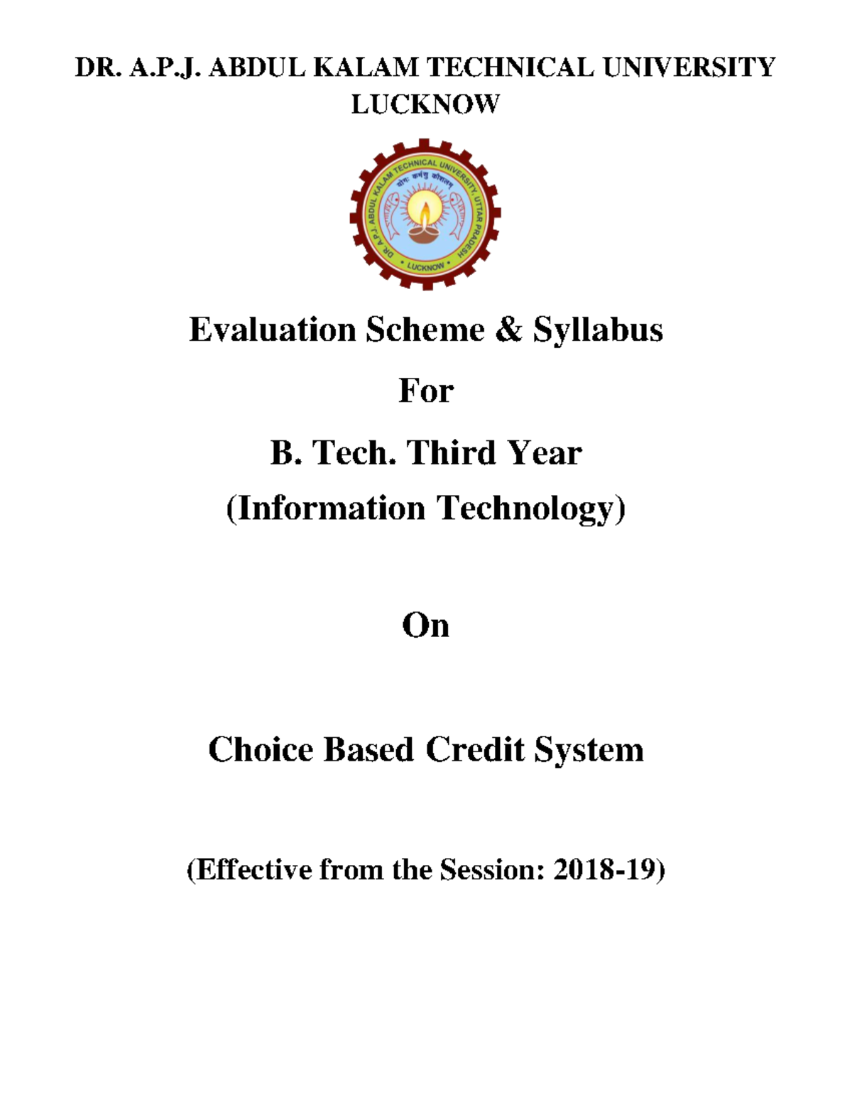 B. Tech. (Information Technology) Evaluation Scheme for 5th & 6th ...