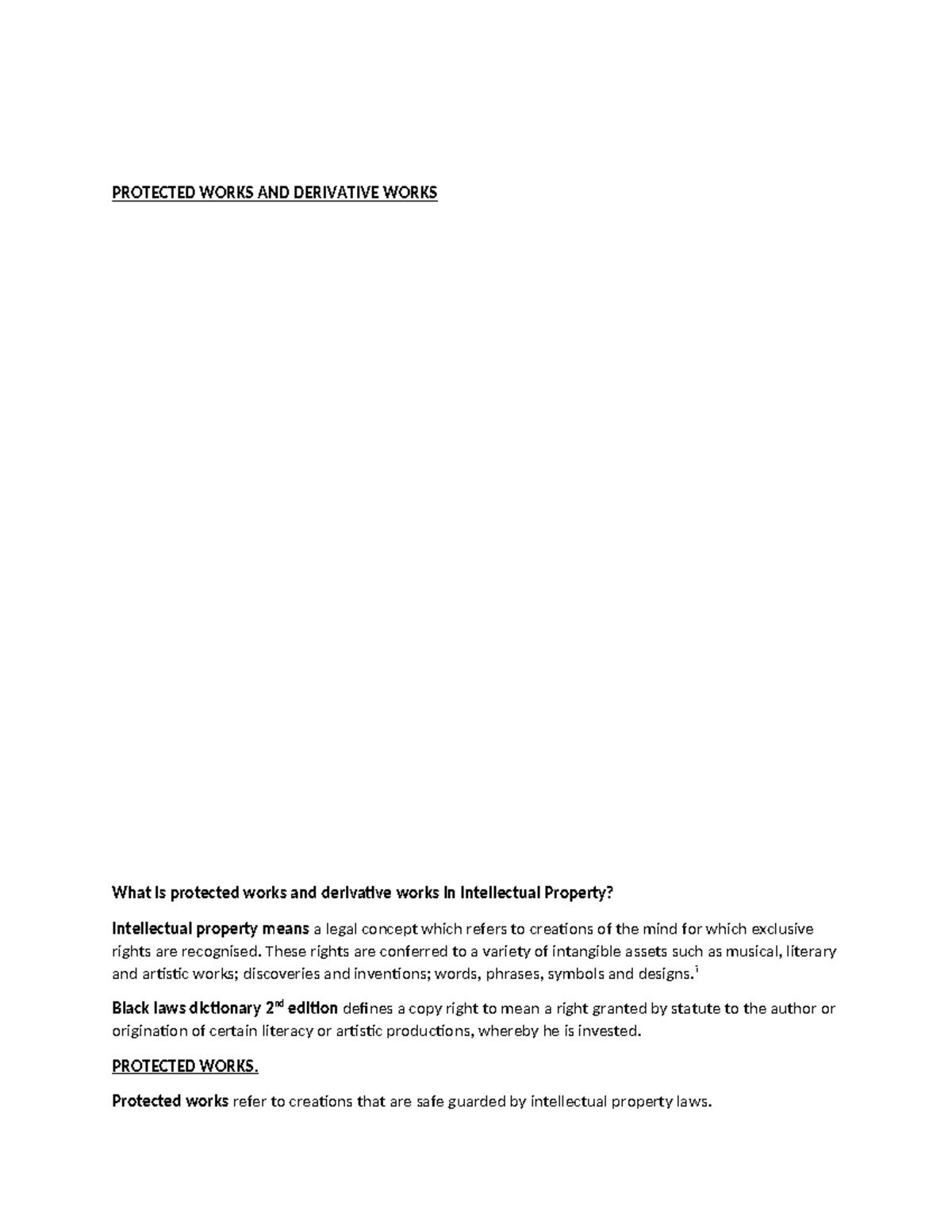 Protected Works and Derivative Works in Intellectual Property Law - Studocu