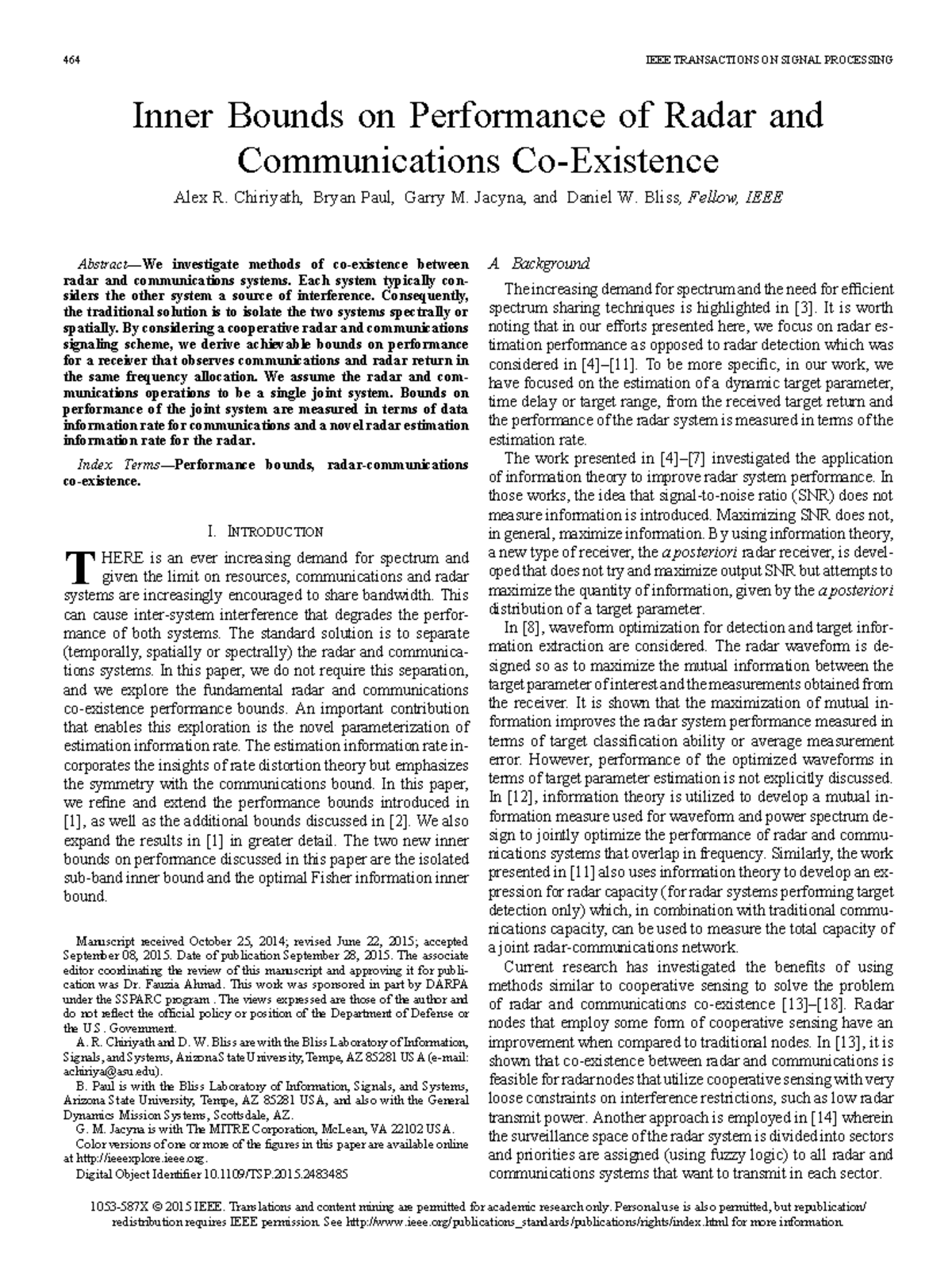 26th paper in Fanliu-ISAC - 464 IEEE TRANSACTIONS ON SIGNAL PROCESSING ...