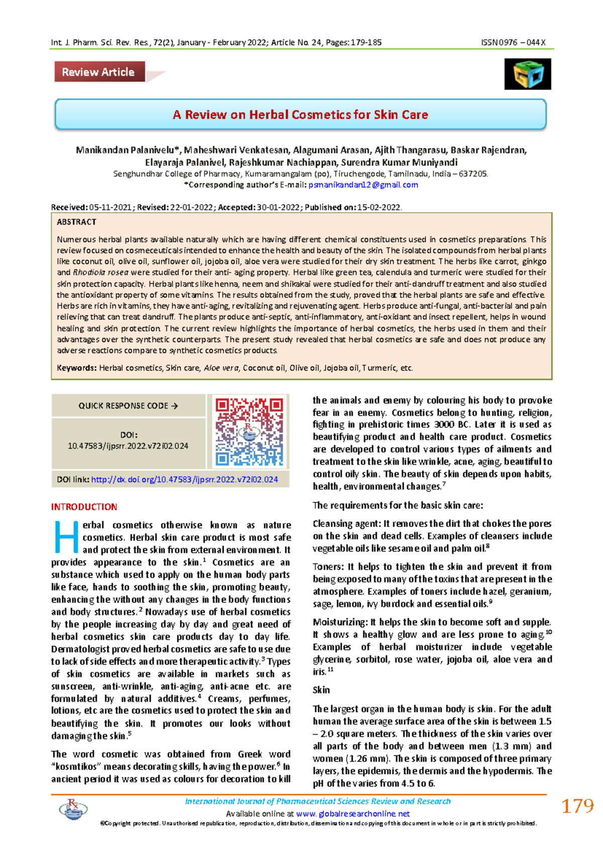 M.Pharm Review Notes: Exploring the Efficacy of Herbal Cosmetics - Studocu