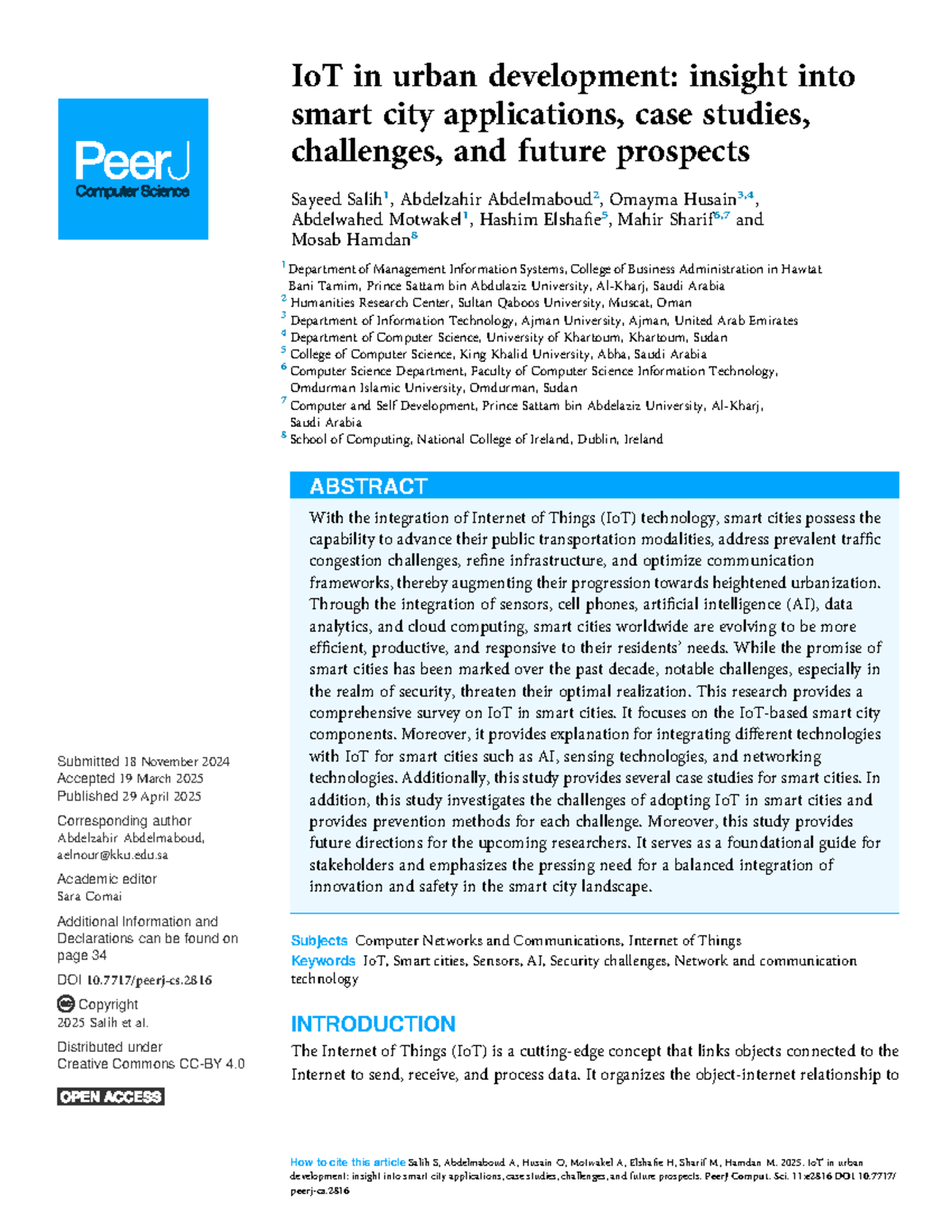 IoT in Urban Development: Smart City Applications & Challenges (CS 2025 ...