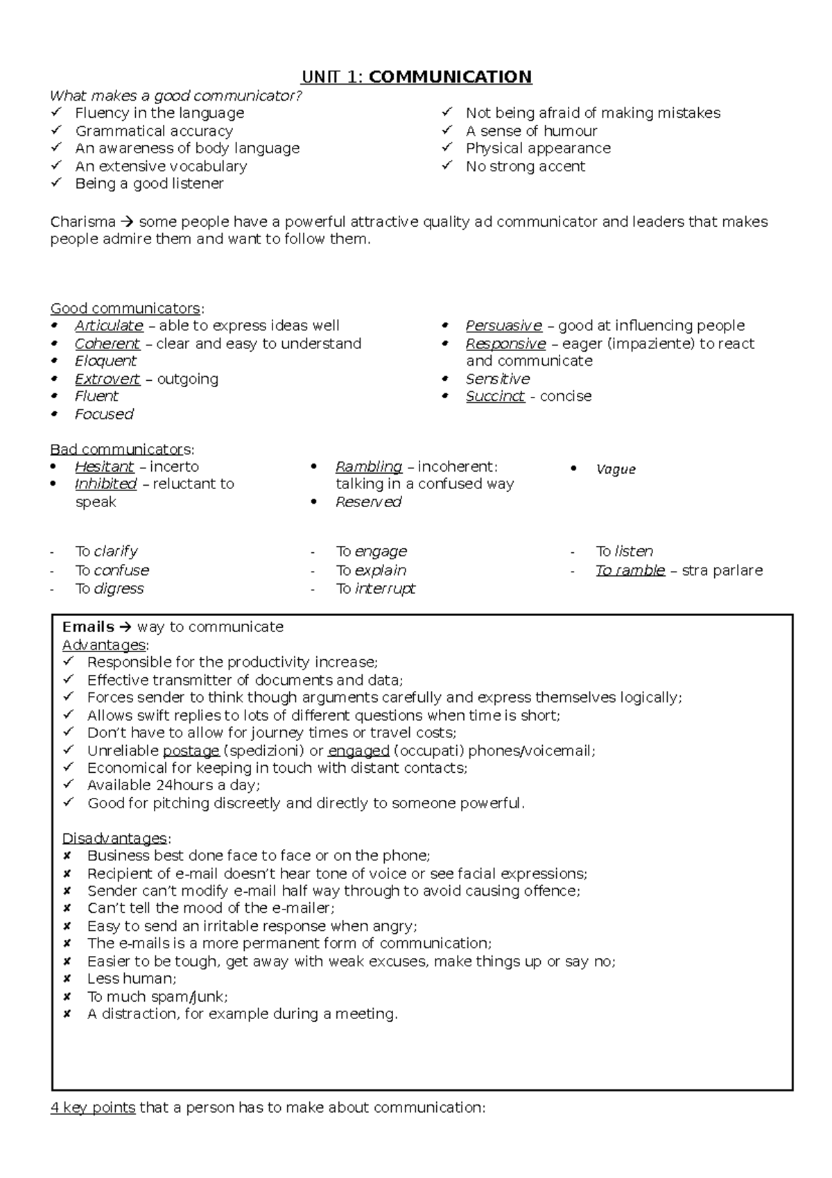 Market Leader - Upper Intermediate (3°ANNO) - UNIT 1: COMMUNICATION ...