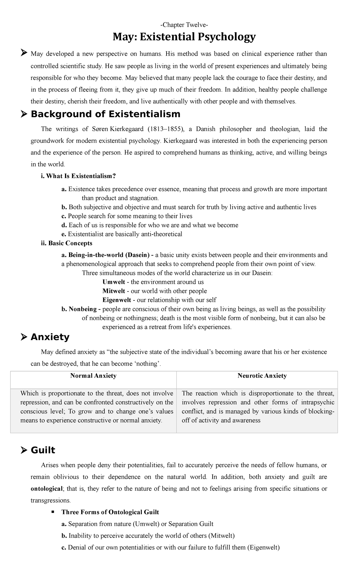 Chapter Twelve -Chapter Twelve- May: Existential Psychology May ...