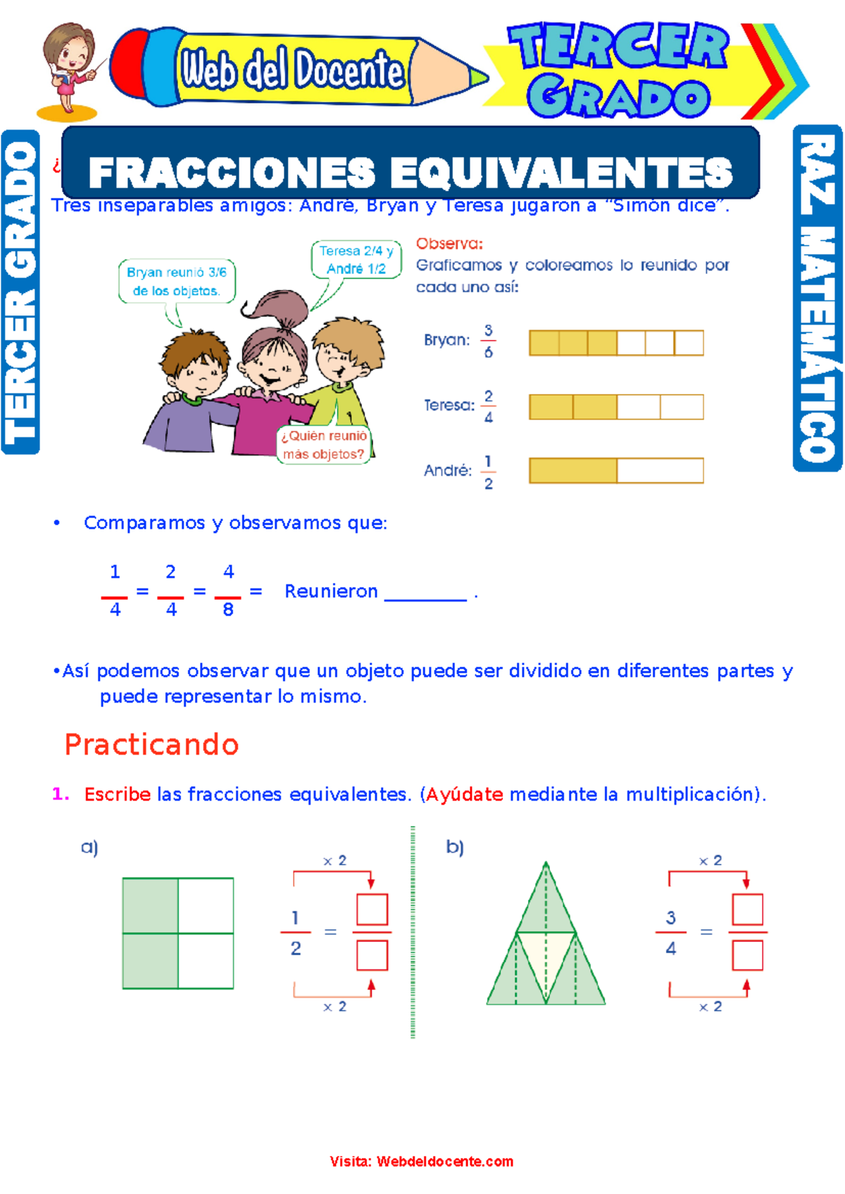 Fracciones Para Estudiantes De 3er Grado Las Fracciones Para Tercero