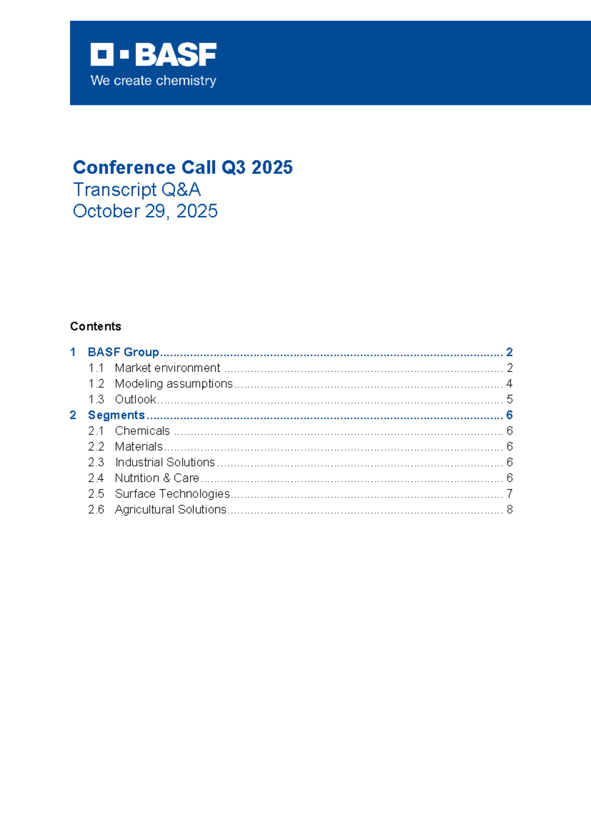 BASF Conference Call Q3 2025 Transcript - Key Insights and Outlook ...