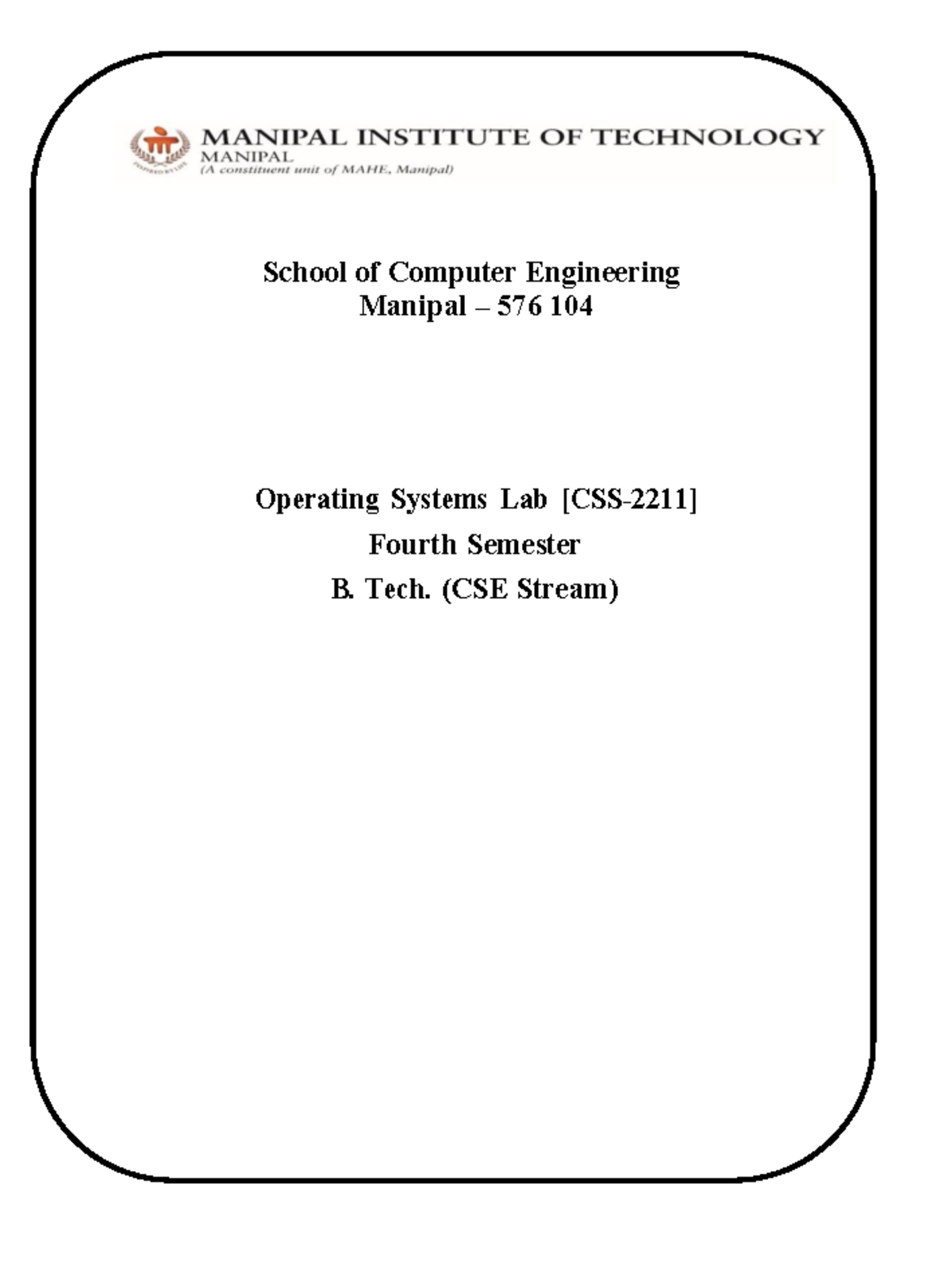 OS Lab Manual (CSE 576) - Fourth Semester B. Tech. - Studocu